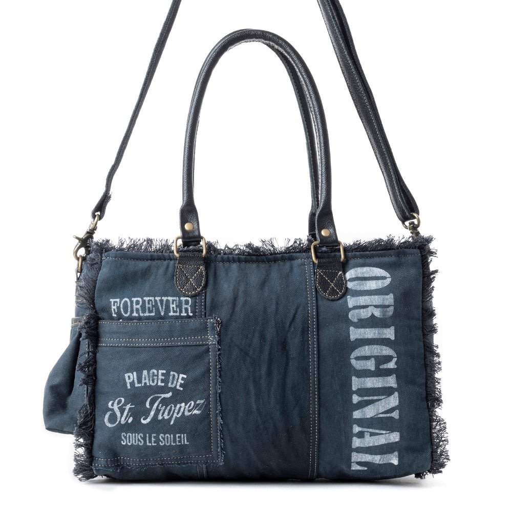 Myra Bag Coastal Steel Upcycled Tote Shoulder Purse NEW Black